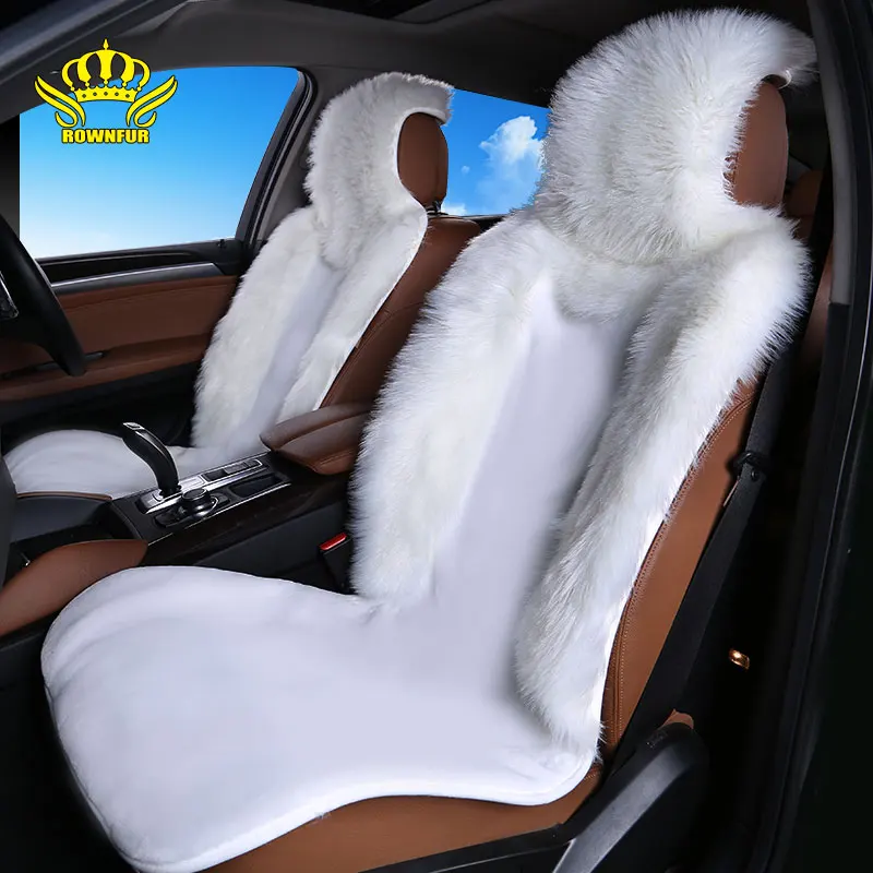 

ROWNFUR 2 pcs Car Seat Covers Universal For Car Front Seat Artificial Plush Cars Covers Auto Seat Cushion Interior Accessories