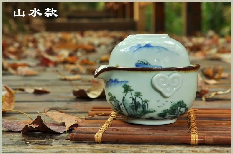 1 баночка 1 чашки Gaiwan расписанный вручную фарфор Чай горшок чашка для чая, гайвань путешествия Чай комплект и рисунком «кунг-фу» Чай комплекты кружка Quik подвески-талисманы в китайском стиле Чай горшок