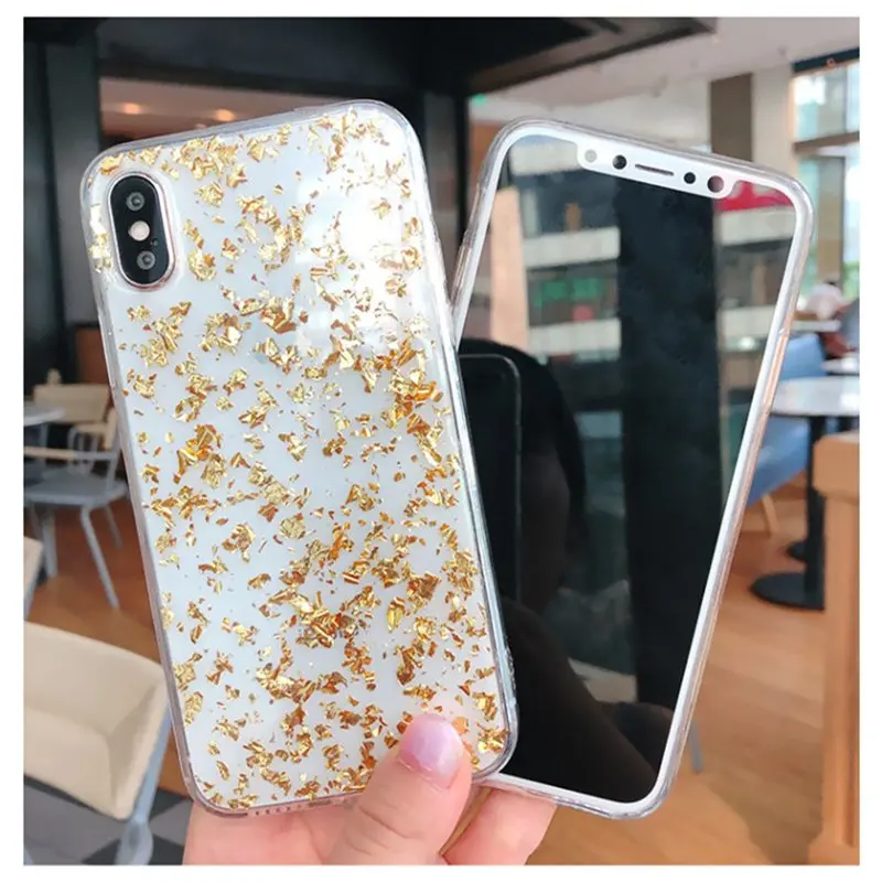 Для iPhone 6S 7 8 Plus X XS MAX 11 Pro для samsung S7edge S8 S9 S10 plus Note 8 9 чехол роскошный блестящий золотой фольга мягкий чехол для телефона