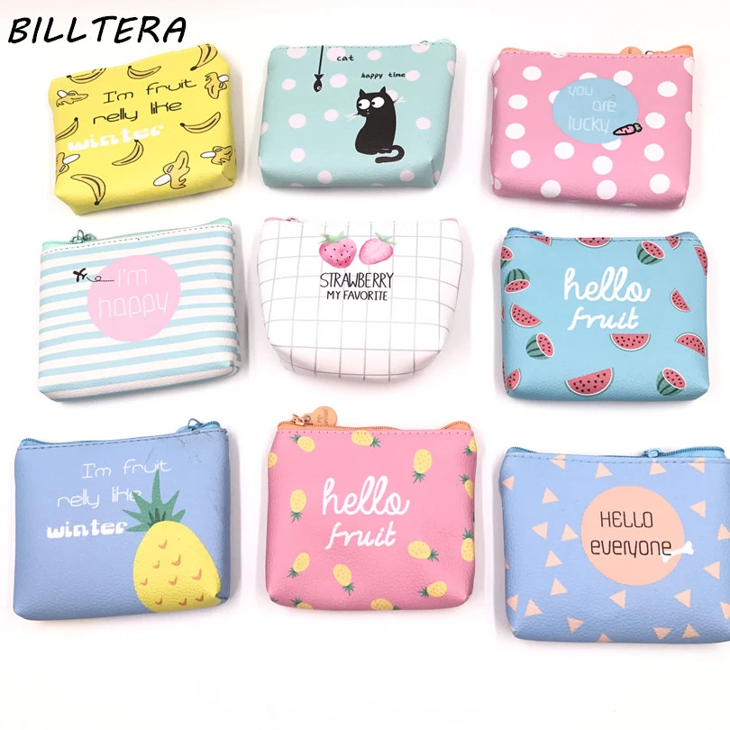 Billtera monederos de cuero para mujer, cartera pequeña piel sintética, informal, moderna, con patrón de frutas y dibujos animados, monedero|money bag|coin walletpurse small - AliExpress