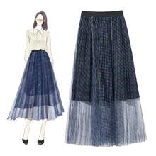 Уникальный дизайн женская летняя новая высокая талия гофрированный с сеткой Алфавит просверленная юбка