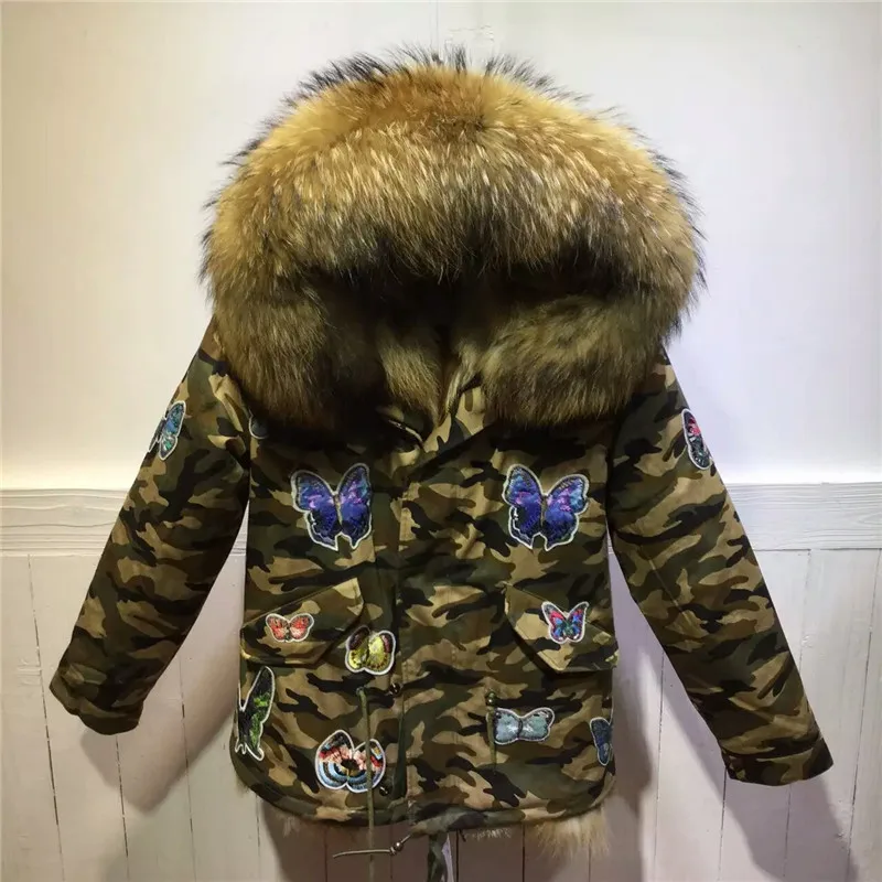 Женское камуфляжное пальто с бабочкой Mrs модное толстое теплое из натурального