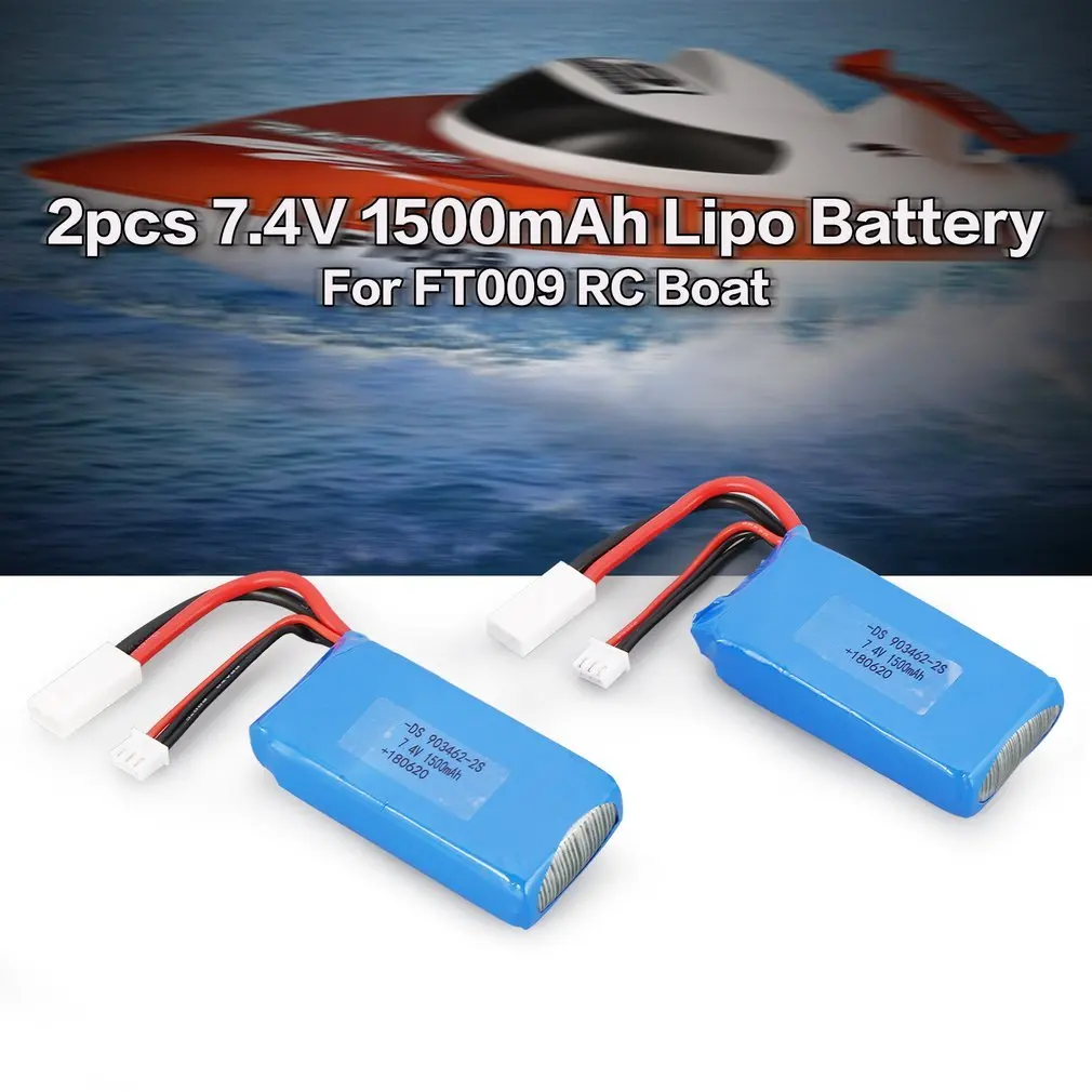 2pcs 7.4V 1500mAh 25C 2S Lipo Battery with Small Tamiya Plug Rechargeable For Feilun FT009 RC Boat Speedboat Car Airplane