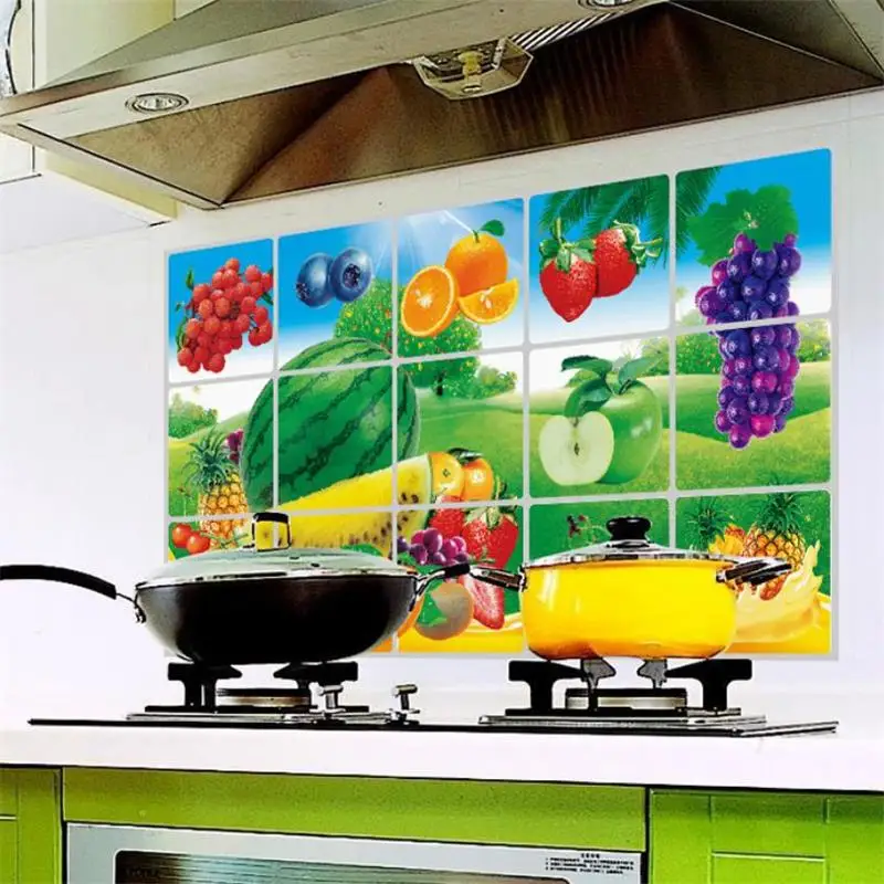 75*45cm Kitchen Oilproof Removable Wall Stickers Aluminum foil Art Decor Home Decal Fruit oil stickers wall stickers Posters 75*45cm Kitchen Oilproof Removable Wall Stickers Aluminum foil Art Decor Home Decal Fruit oil stickers wall stickers Posters