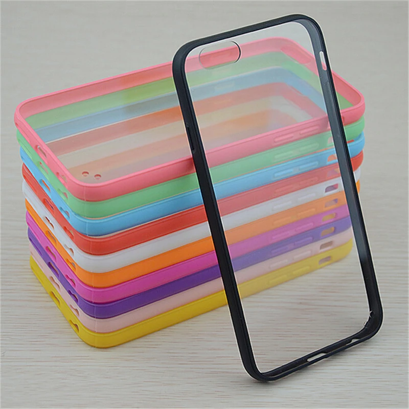 

Hot Sale Candy colors Bumper+Acrylic back cover phone case for iphone 5 5S 5G/4 4S 4G/6 6S/6 6 S Plus 7 7 Plus case Acrylic