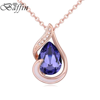 

BAFFIN Rose Gold Color Water Drop Pendant & Necklace Crystal from Swarovski For Women Style Jewelry