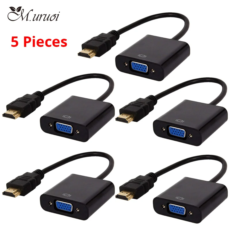 M.uruoi 5 Pieces/pack HDMI VGA Adapter Male-Female Black/White to Converter Digital Analog 1080P For PC TV | Электроника