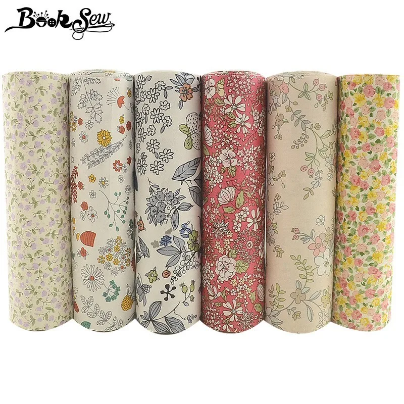 Booksew Fat Quarters с цветочным принтом, хлопок, ткань, сделай сам, лоскутное шитье, подушка, ткань для шитья, 6 шт./40 см x 50 см, Tissus