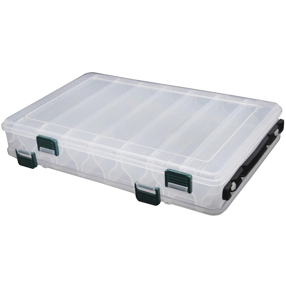 

Good Deal 27*18*4.7CM Fishing Tackle Double Sided Plastic Fishing Lure Box 14 Compartments