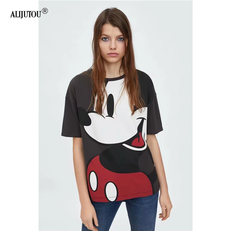 zaraing Mickey print women tops hip hop casual funny Mickey Mouse T-Shirt Women Cotton Leopard Print loose Female Tshirt tops zaraing Mickey print women tops hip hop casual funny Mickey Mouse T-Shirt Women Cotton Leopard Print loose Female Tshirt tops
