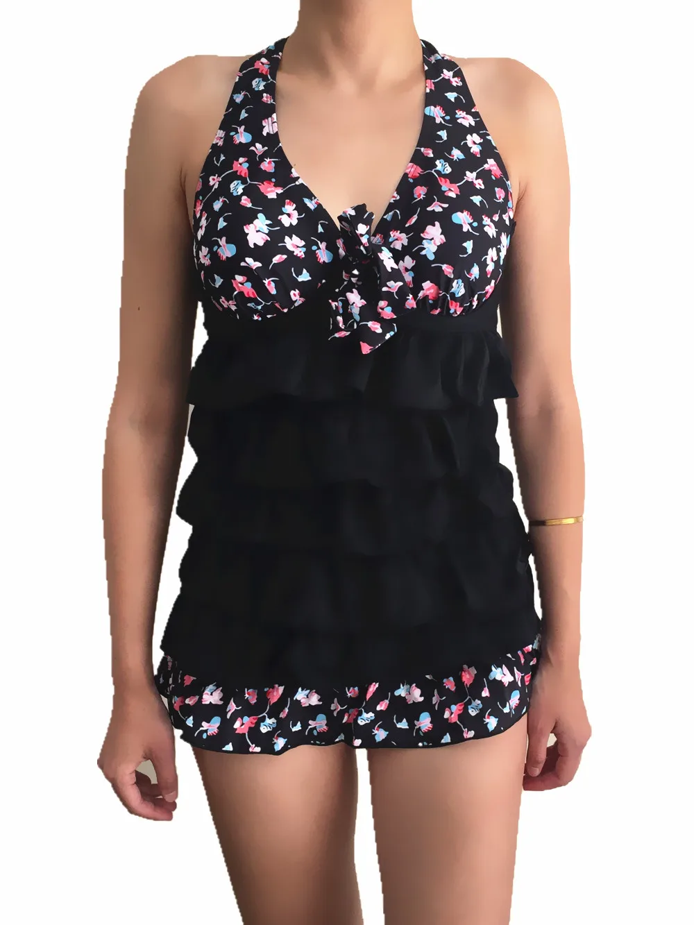 

HuiBu Women's 2 Pieces Swimsuit Workout Sport Tankini Halter Neck Bathing Suits Swimwear