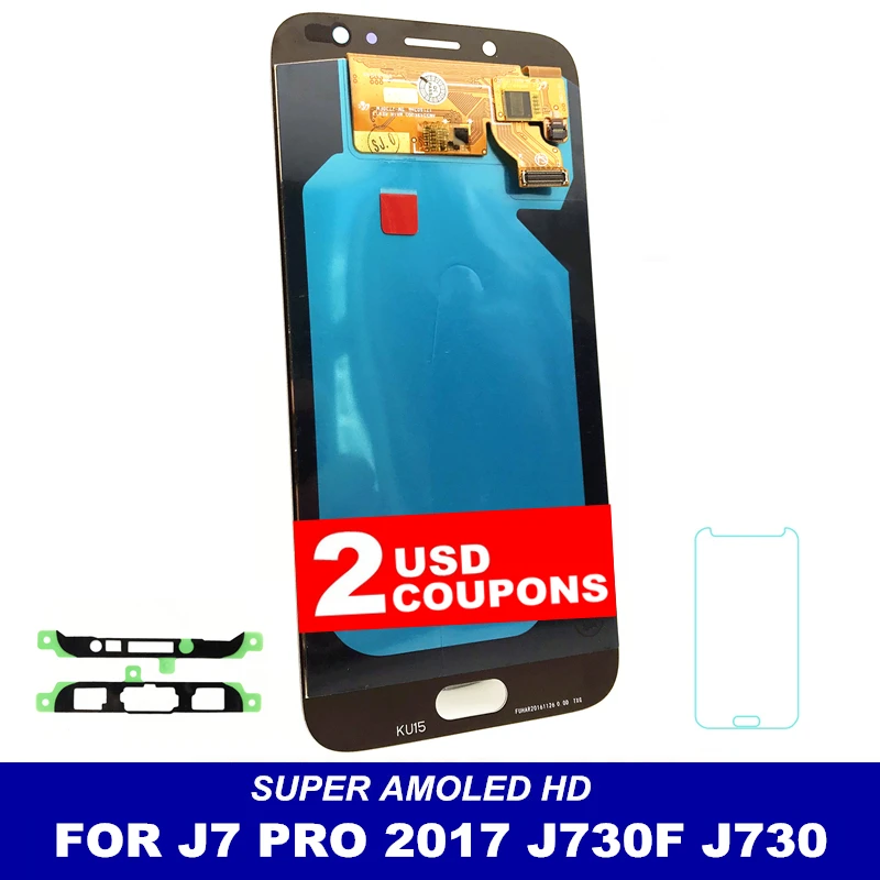 

Super AMOLED LCDs For Samsung Galaxy J7 Pro 2017 J730 J730F LCD Display with Touch Screen Digitizer Assembly Brightness Control