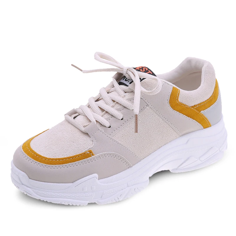 

Women'S Sneakers Spring Casual Suede Outdoor Brand Vulcanized Shoes Women Thick Bottom Lace Up Hiking Shoes Size 35-39