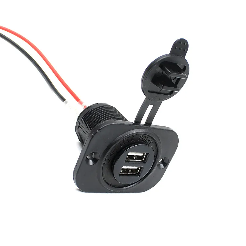 Auto 12V Boat Marin Car Cigarette Lighter Socket 2.1A Dual USB Charger