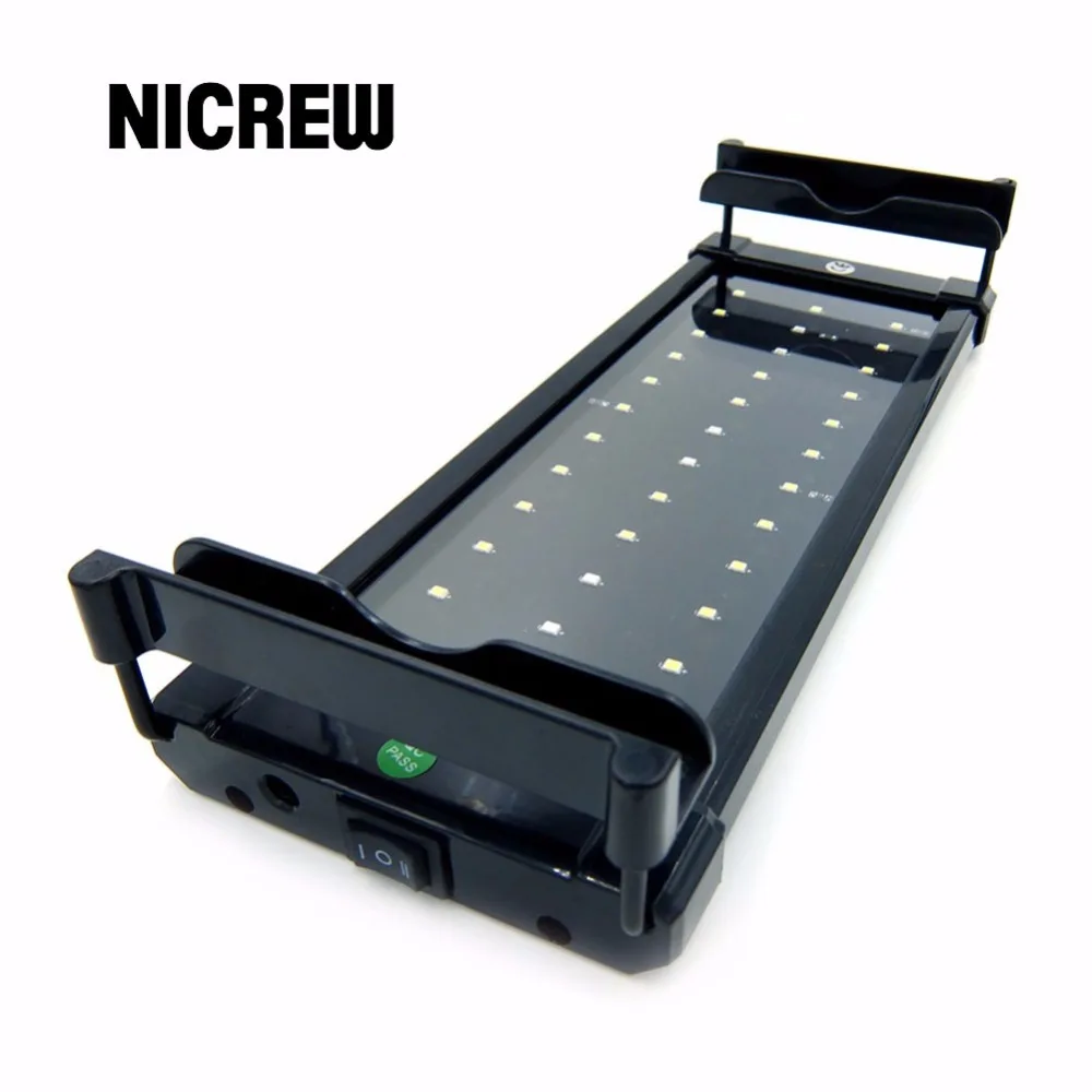 Nicrew 30-92 см, 100-240 V Аквариум светодиодный освещения освещение для аквариума лампа с выдвижной кронштейн белый и синий светодиодный s подходит для аквариума - изображение