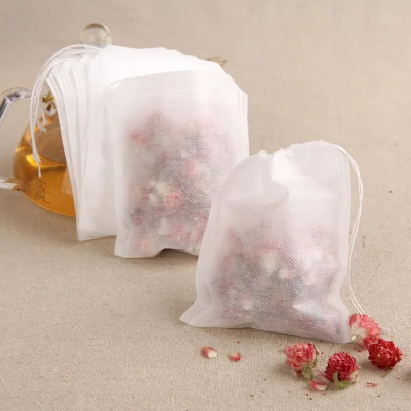 Нетканые ткани чайные мешки 100 шт/партия пустые чайные пакеты с струной заживления уплотнения фильтровальная бумага для травяной листовой Чай Ситечко