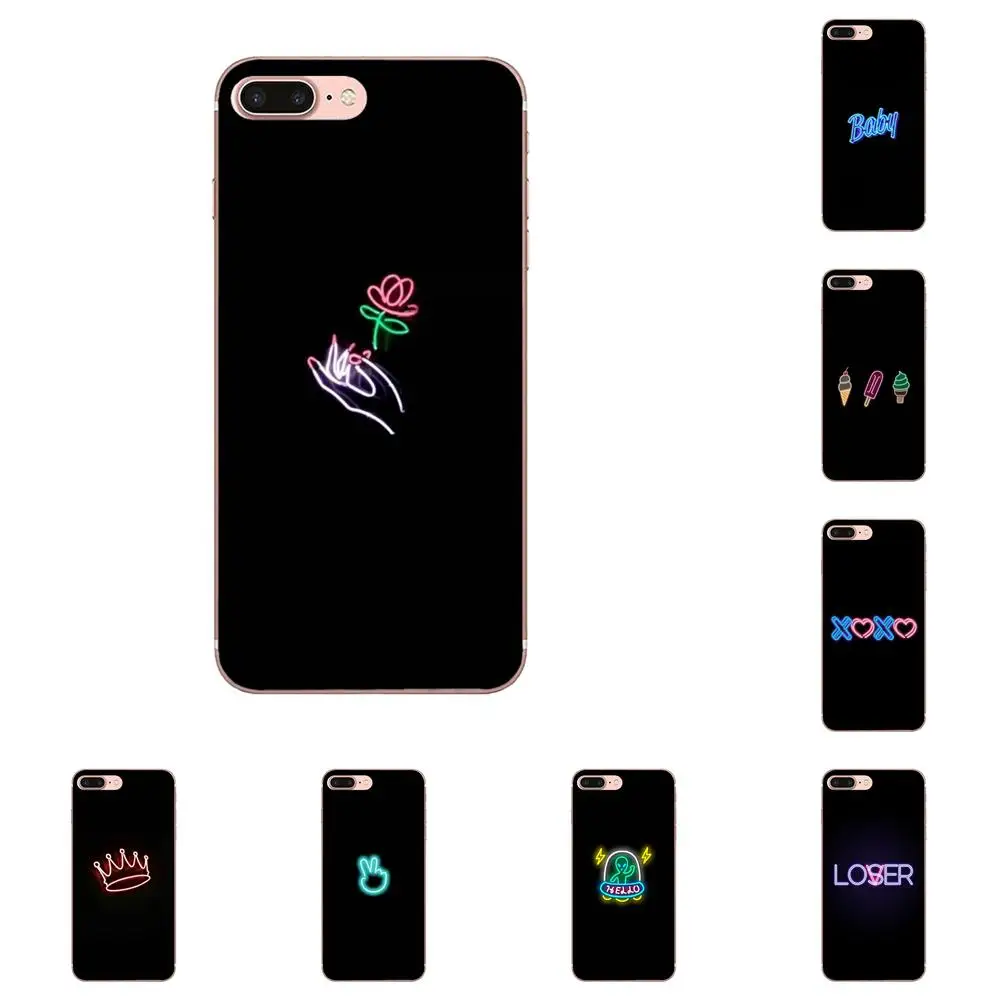 

TPU Soft Phone Cover Case Black Background Fluorescent Font Neon For Apple iPhone X XS Max XR 4 4S 5 5C 5S SE 6 6S 7 8 Plus