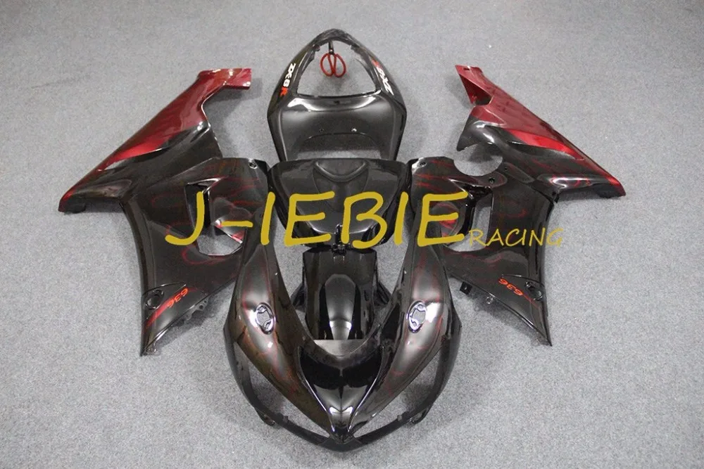 

Black red Injection Fairing Body Work Frame Kit for Kawasaki NINJA ZX6R ZX6 ZX 6 R 2005 2006