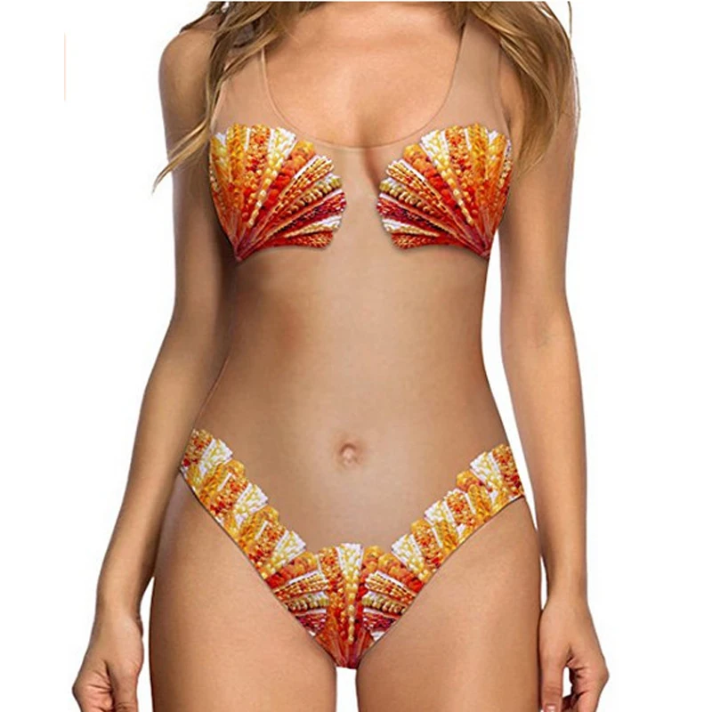 Сексуальный женский купальник с набивным рисунком ананаса,, пляжный купальный костюм, женский купальный слитный купальник с эффектом пуш-ап