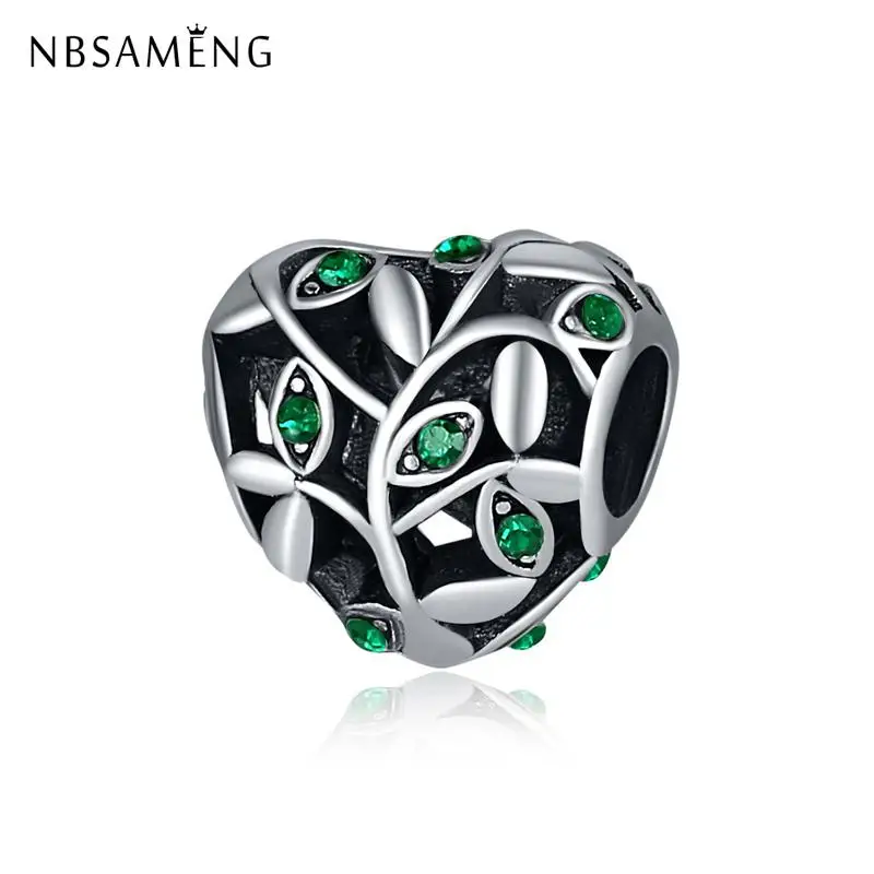

Vintage Original Silver Plated Bead Magnolia Bloom Crystal Charms Fit Original Bracelets Women DIY Jewelry Free Shipping