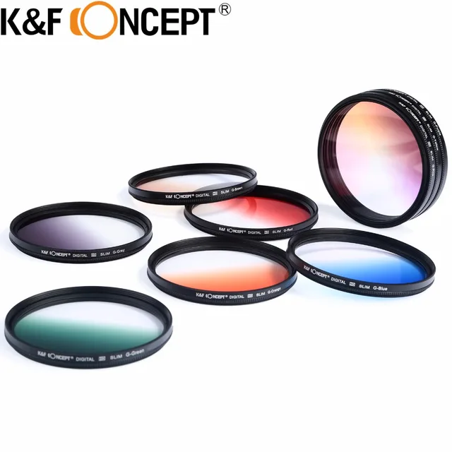 Cheap K&F Concept 58mm Graduated Color Filter Kit Lens Flower Hood Pen Cap For Canon EOS 60D 650D 700D 550D 600D 18-55mm
