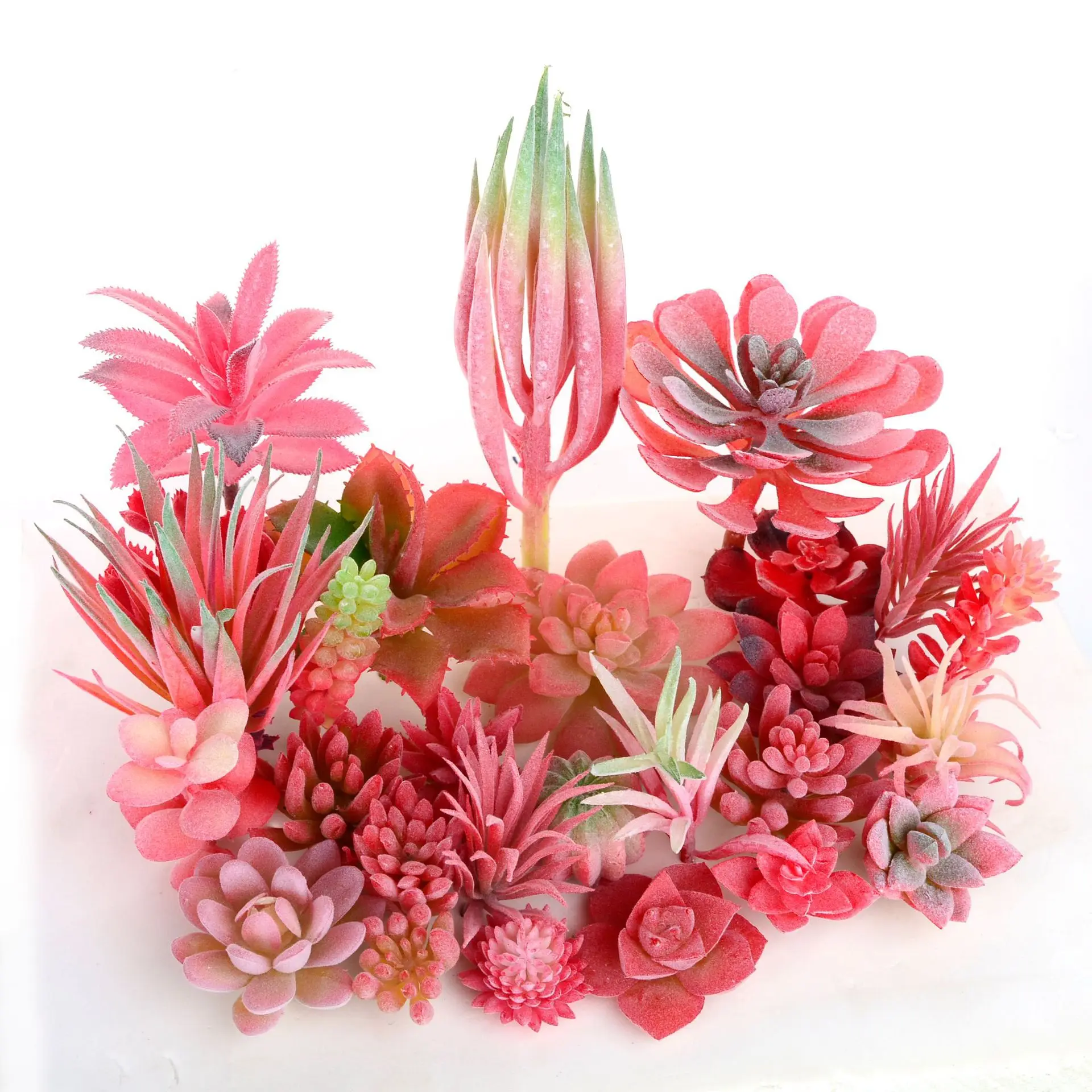 

Red Flocking Artificial Succulent Plants Home Garden Decoration Accessories Fake Plants DIY Wedding Flower Wall Grass Carpet