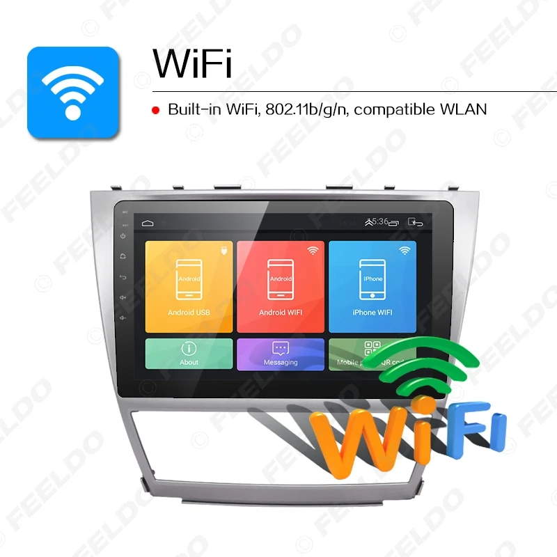 Cheap FEELDO 10.2 inch Bigger HD Screen Android 6.0 Quad Core Car Media Player With GPS Navi Radio For  Toyota Camry XV40/Daihatsu 12