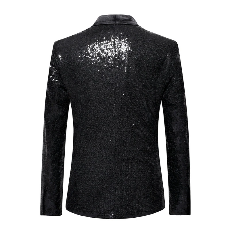 MJARTORIA Shiny Gold Sequin Bling Glitter Blazer Men New Shawl Collar Club DJ Mens Blazer Jacket Stage Clothers for Singers