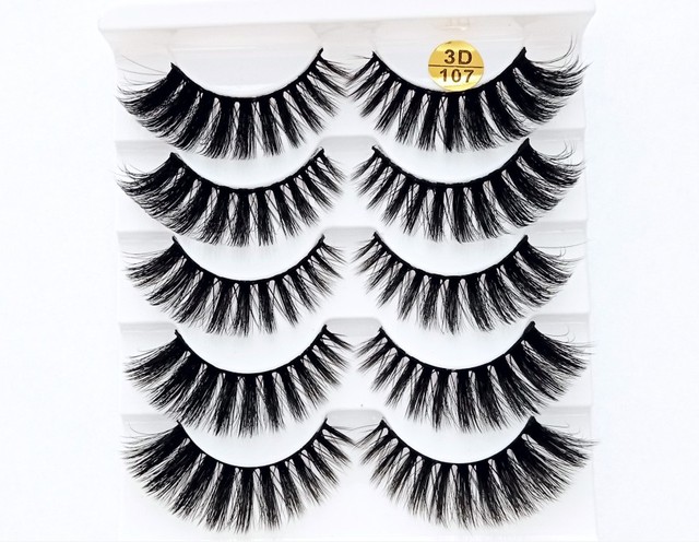 5 pairs 3D mink false eyelashes natural makeup eyelash extension long cross volume soft fake eye lashes winged faux cils