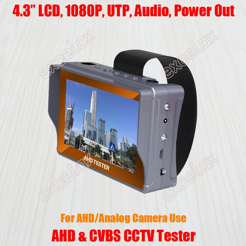 

4.3" LCD 1080P AHD CVBS Analog Camera CCTV Tester Monitor Video Audio PTZ DC 12V 5V Out UTP RJ45 Cable Test Rechargeable Battery
