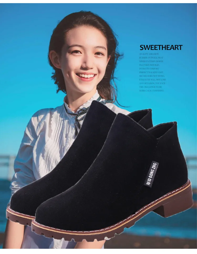 SLYXSH/Модные женские ботинки; ботинки осень-зима; классические зимние ботильоны на молнии; зимняя женская обувь из замши с теплым мехом и плюшем