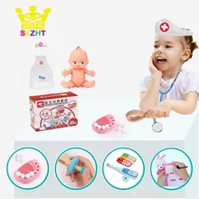 Деревянные игрушки доктор медицинская коробка стоматолога медсестры Косплей Игра медицина грудь с куклой униформа для детей Дети ролевые игры подарки