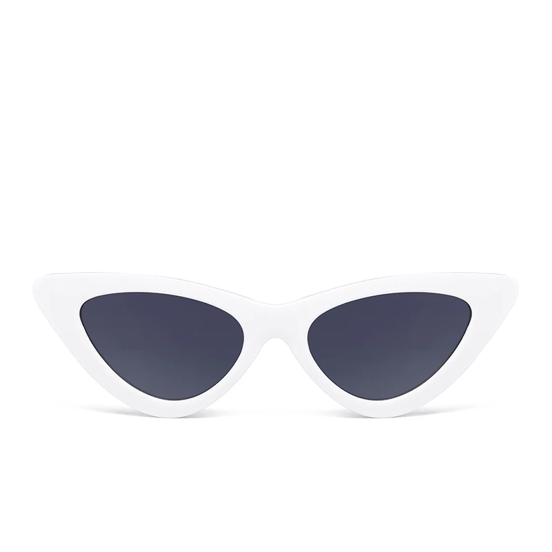 Новые милые сексуальные ретро солнцезащитные очки кошачий глаз женские маленькие черные белые треугольные винтажные недорогие солнцезащитные очки красные женские uv400 - Цвет линз: Wgray