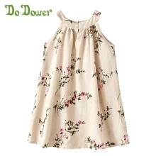 

Summer Fashion Baby Girls Dress Linen Embroidered Flower Kids Girl Dresses Breathable Sleeveless Casual Comfortable Dress