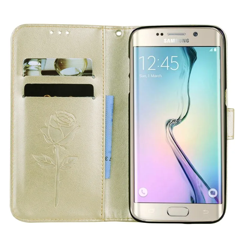 Чехол из искусственной кожи с розами для Samsung Galaxy S6 S7 edge чехол держателем карт