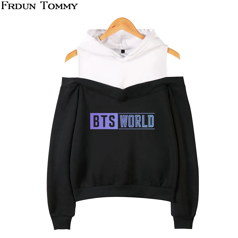 Frdun Tommy BTS в женские толстовки Эксклюзивный Мир Мода с открытыми плечами BTS команда Menber мягкая Kpop модная повседневная толстовка