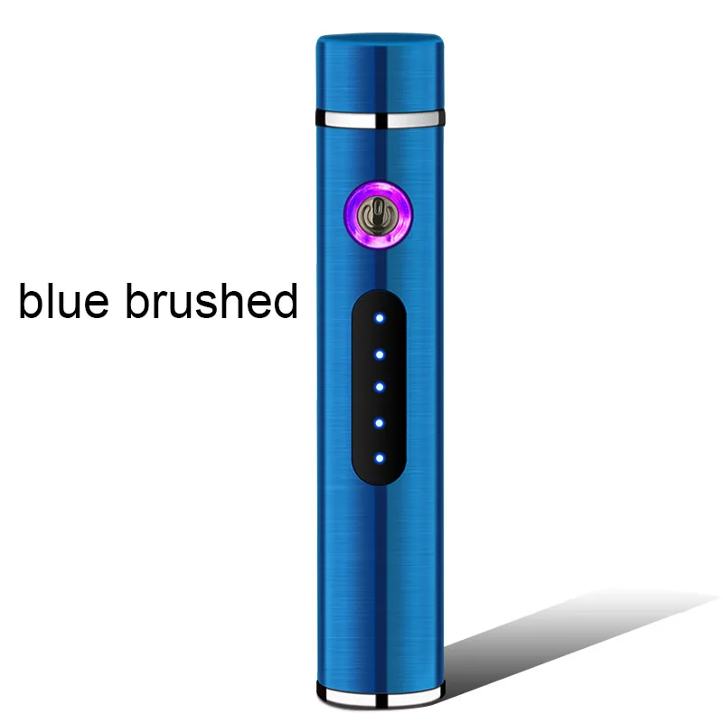 Плазма USB Зажигалка двойная дуга для сигарет курения электронный перезаряжаемый подарок для друзей - Цвет: blue brushed