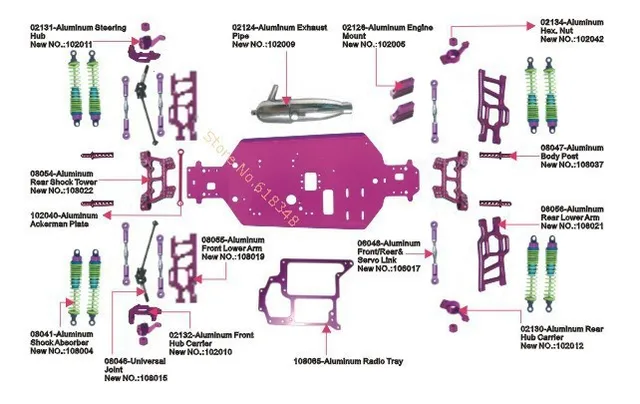 RC Car HSP 1/10 Scale Models Tyrannosaurus Parts List