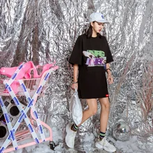 Жасмин летняя объем продаж high street прилив бренд BF столкновения стерео письмо свободные негабаритных Длинные пяти пунктов, рукав футболки