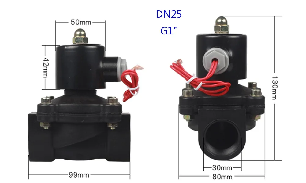 DN08/10/15/20/25/32/40/50 AC 110V AC 220V DC 12V DC 24V Пластик нормально закрытый электромагнитный клапан воды клапан переключающего клапана