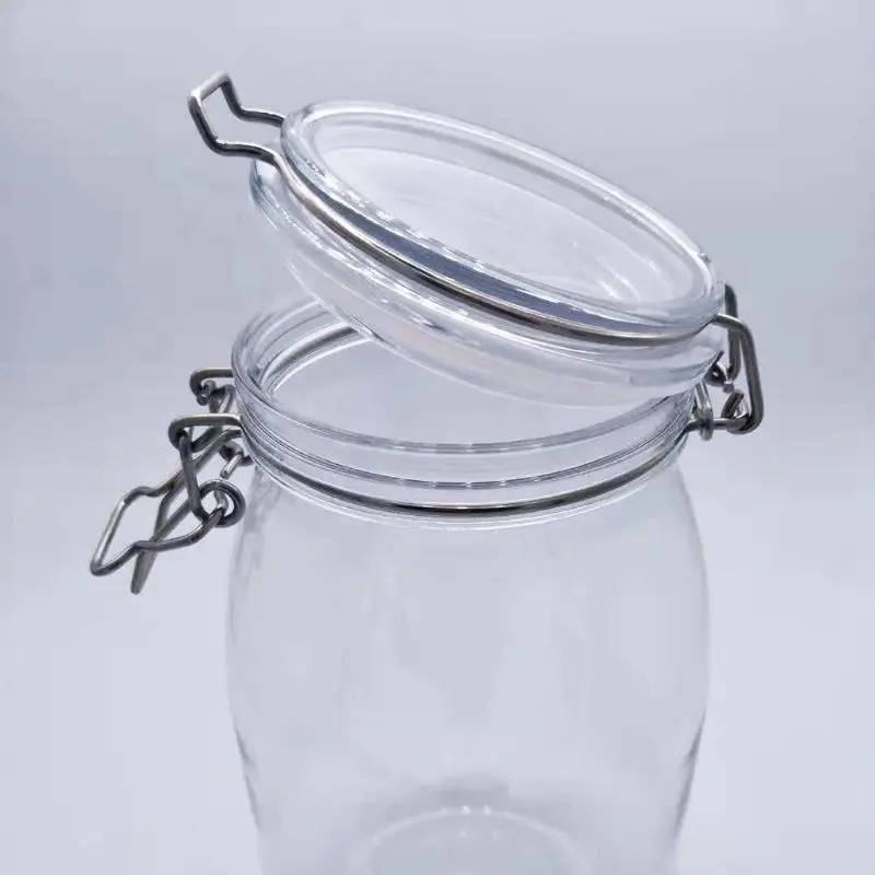 

1650ML Plastic Oval Clip Top Storage Jar With Airtight Seal Lid Food Container Tableware Preserving Kitchen Flour Pasta Spice Or