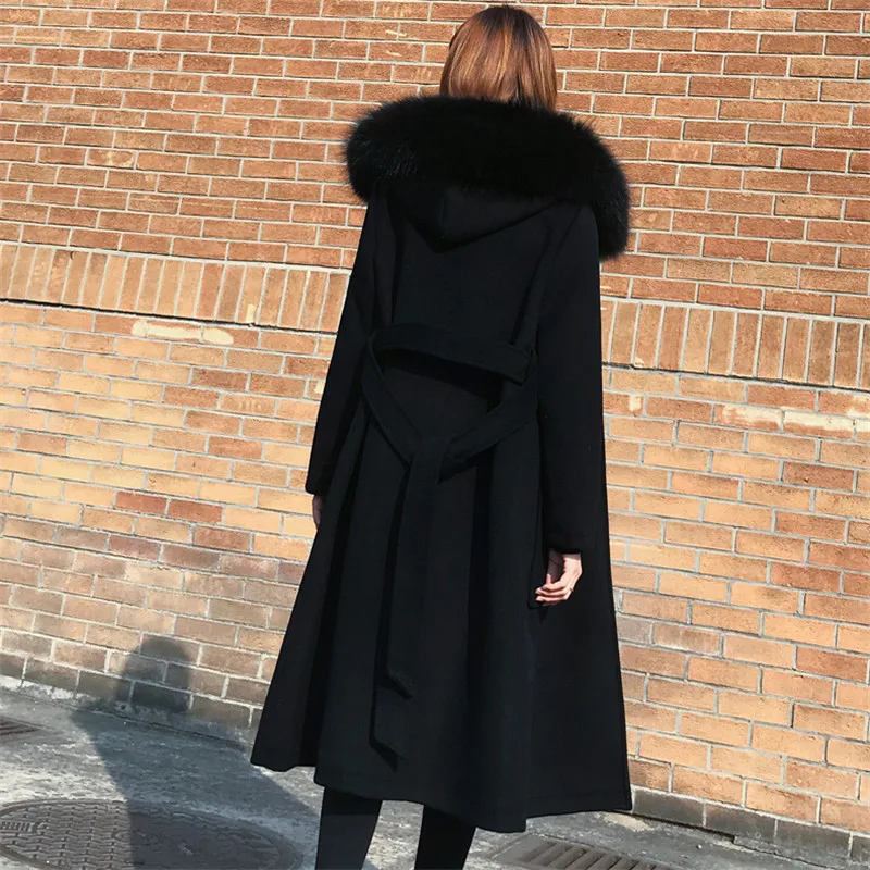 Casaco de lã preto inverno feminino jaqueta
