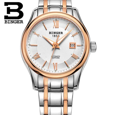 Швейцарские женские часы BINGER, роскошные брендовые часы, женские механические наручные часы, сапфировые часы из нержавеющей стали, montre femme B5002L-2 - Цвет: Item 4