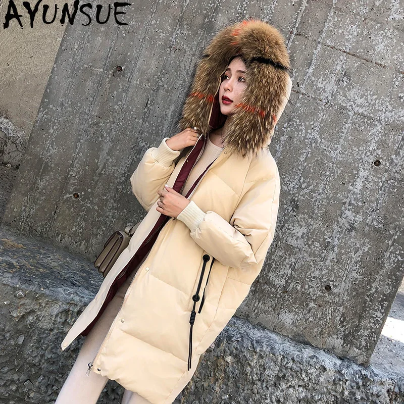

AYUNSUE Down Jacket Women for Winter 2020 Hooded Fashion Parka Ladies Coats and Jackets with Fur Collar Chamarras De Mujer KJ461
