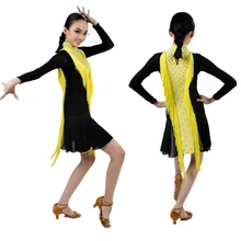 Новые Девушки с длинным рукавом высококлассные Ленточки Латинской платье для танцев w/игристое чешский алмазов, Salsa/Румба/Chacha сценический костюм для соревнований