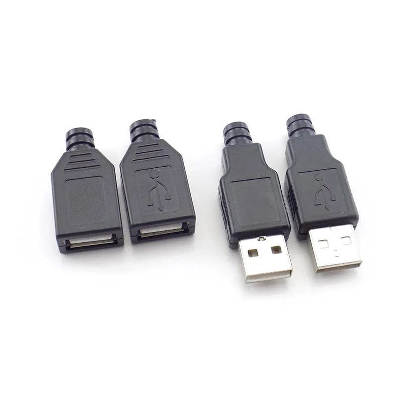 1/5/10 шт DIY разъем Тип штекера в муфтовый стыковочный USB 2,0 Тип A входящий штекер USB 4Pin адаптер розетка Соединитель с черным Пластик крышка