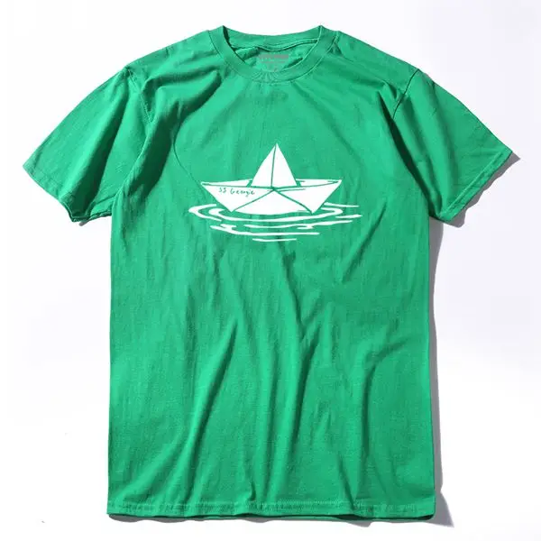 COOLMIND QI0247A Повседневная хлопковая крутая Мужская футболка с принтом лодки, летняя мужская футболка с коротким рукавом, уличная Мужская футболка, топ, футболки - Цвет: QI0247A-GREEN