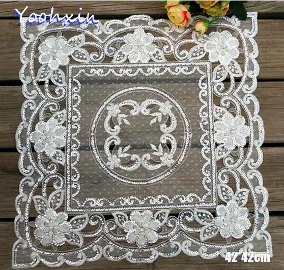 Buy Luxury lace sequin embroidery table place mat pad