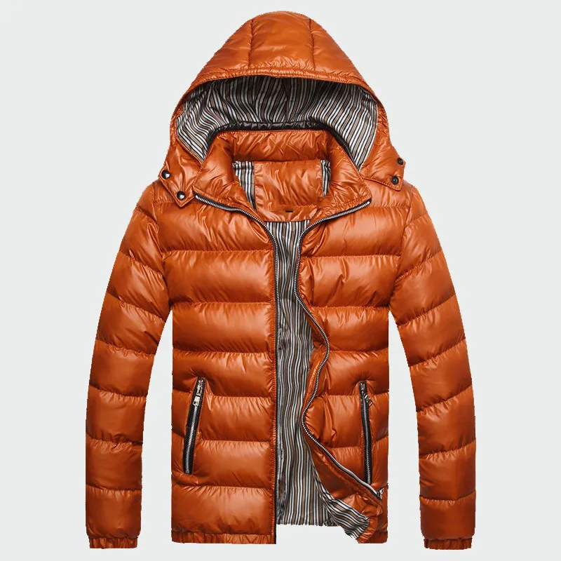 Зимние мужские пальто, теплые толстые мужские куртки, стеганые повседневные парки с капюшоном, мужские пальто, Мужская брендовая одежда, L-7XL ML053 - Цвет: Gold