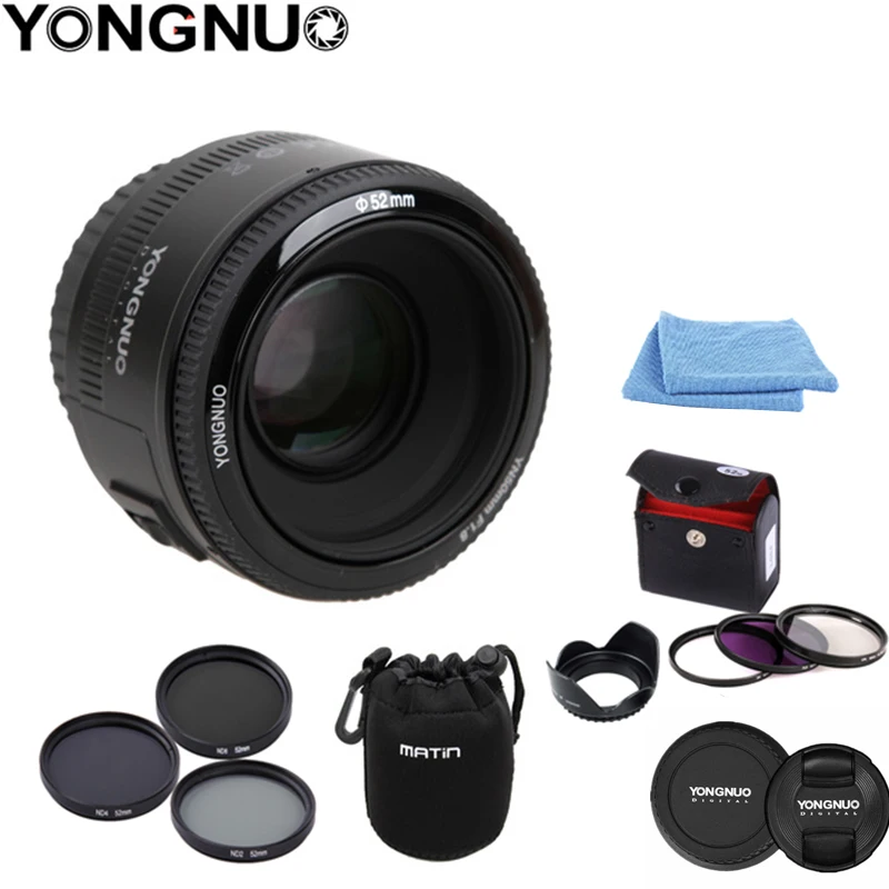 Объектив YONGNUO YN 50 мм F1.8 с большой апертурой и автофокусом для Canon EF Mount EOS Camer+ ручка для очистки объектива